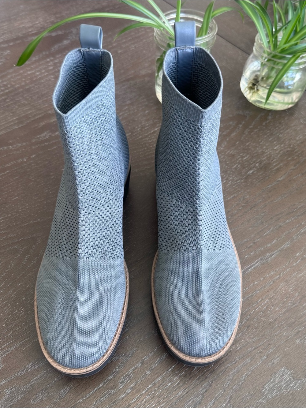 Bandolino Wedge Ankle Boots Women's Size 9.5 gray Knit Sock